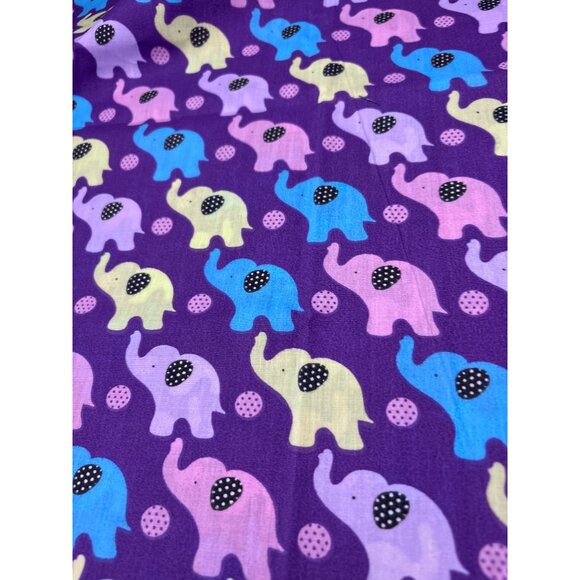 Purple Cotton Fabric Colorful Polka Dot Elephants Dots 21" x 44" Craft Sewing Ma - Picture 7 of 10
